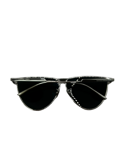 Bottega Veneta Bv1070s Metal Aviator Sunglasses - Silver,Green- unisex