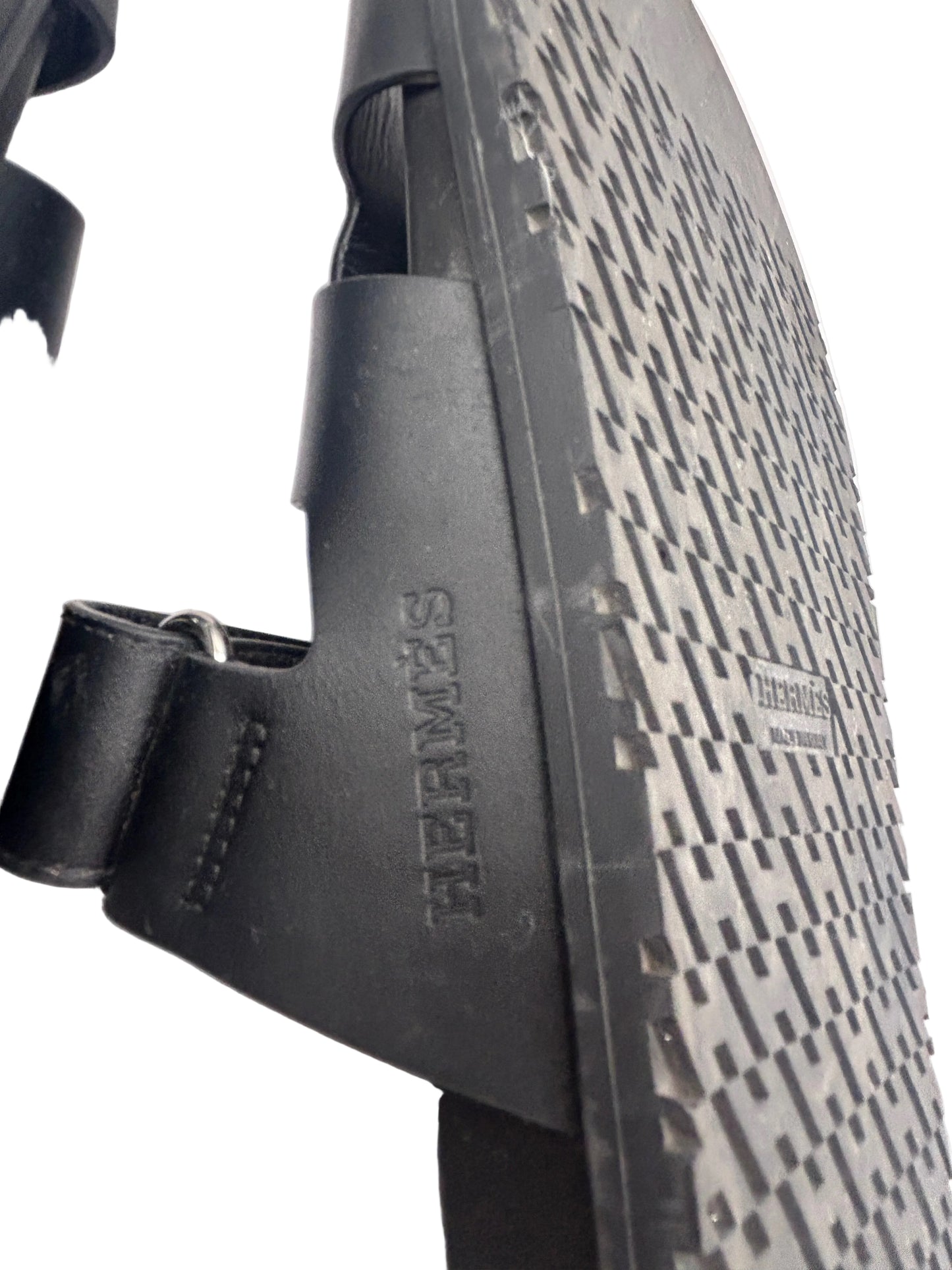 Hermès Chypre sandals in black calfskin leather