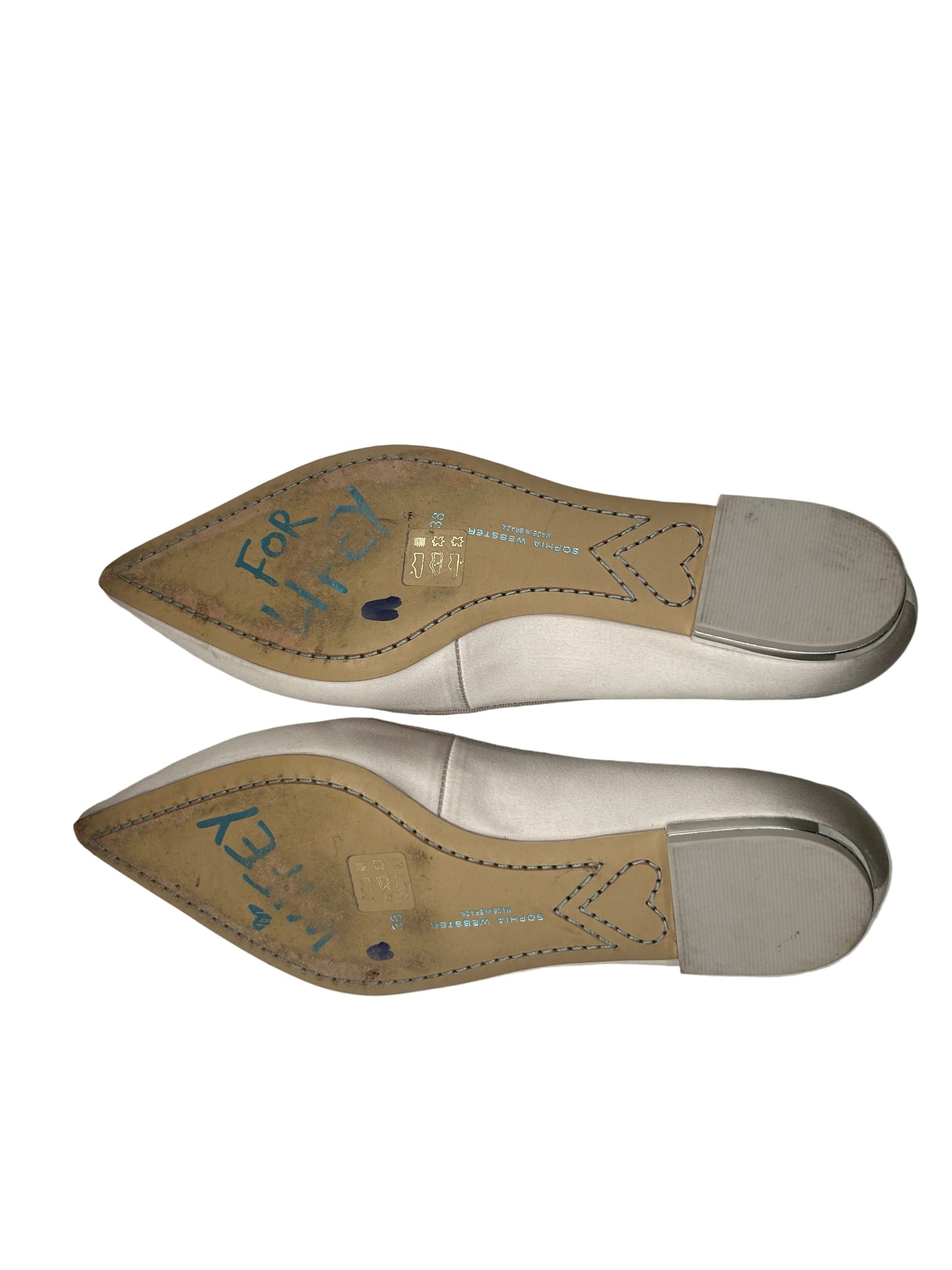 Sophia Webster Bibi butterfly ballet flats in an off-white or light pink satin