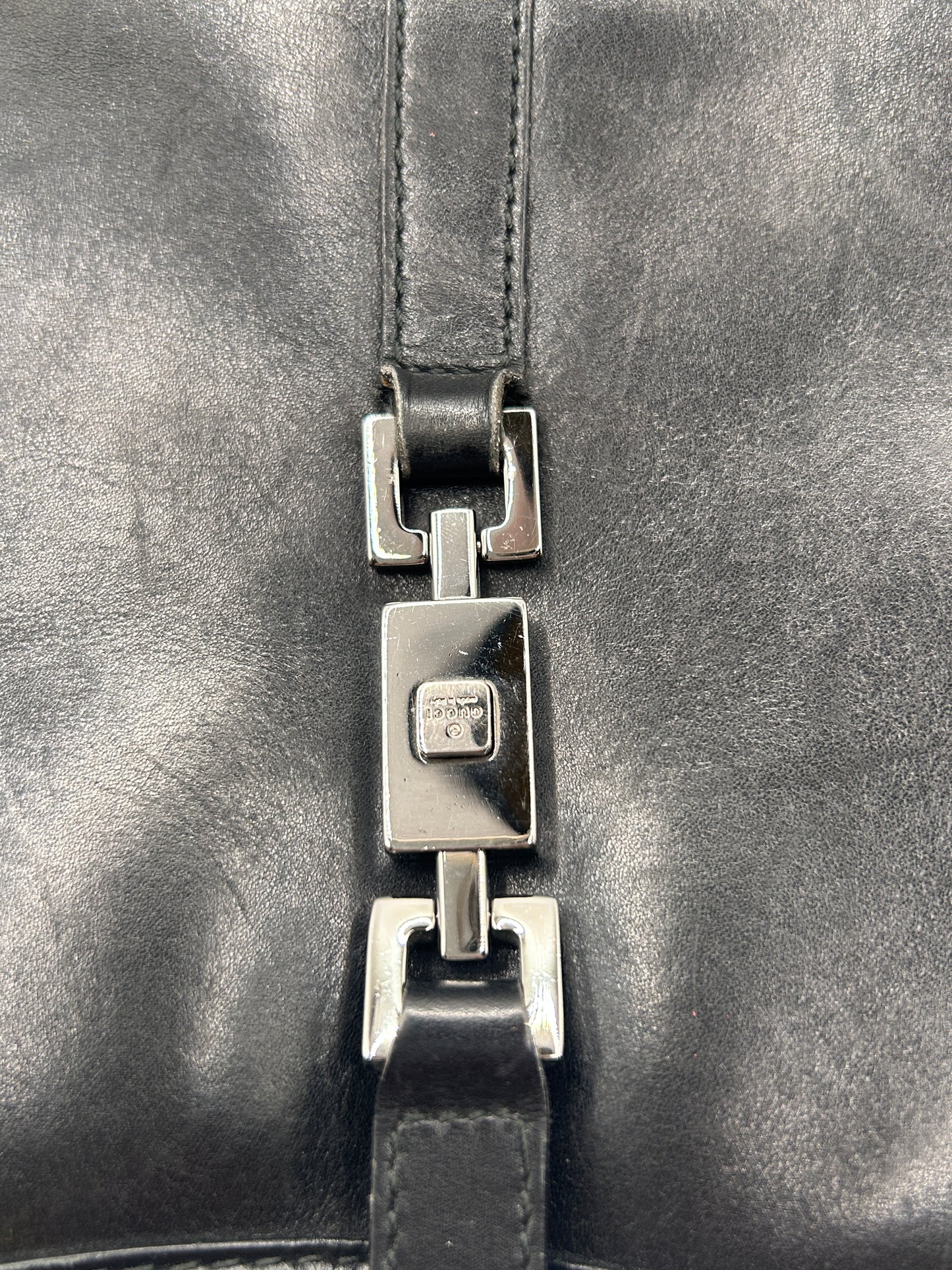 Gucci Jackie Bardot black leather shoulder bag