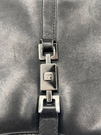 Gucci Jackie Bardot black leather shoulder bag