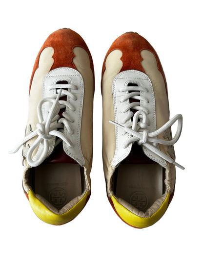 Tory Burch Suede
Colorblock Pattern, ivory and rust
